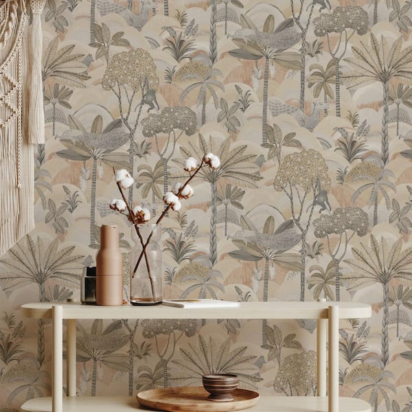 Nearly Neutral Desert Palm Vinyl Peel and Stick Wallpaper Roll (Covers 28 sq. ft.)