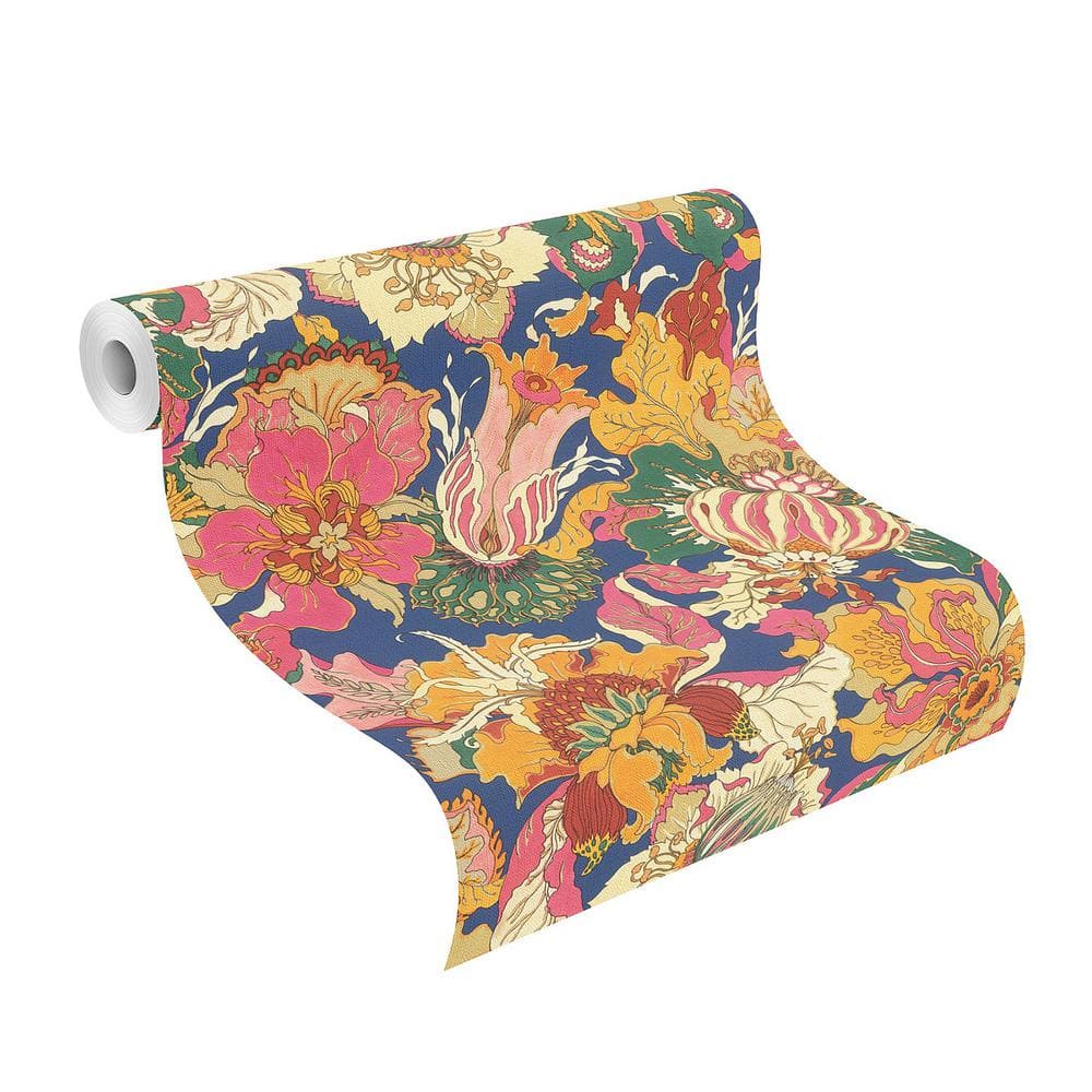 Odisha Pink and Orange Jacobean Floral Peelable Wallpaper