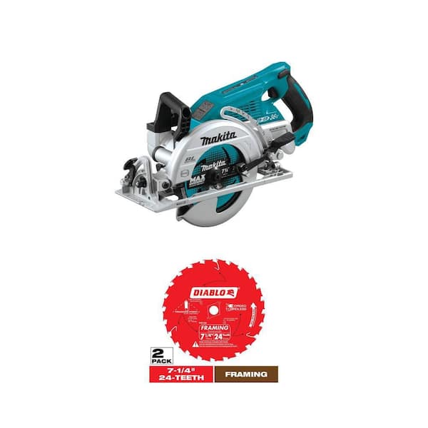 18V X2 LXT (36V) Brushless 7-1/4 in. Cordless Rear Handle Circular Saw and 7-1/4 in. 24-Tooth Saw Blade (2-Pack)