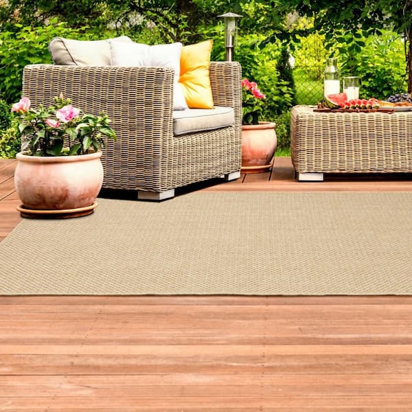 Beige 2 ft. X 4 ft. Loomed Polypropylene  Indoor/Outdoor Area Rug