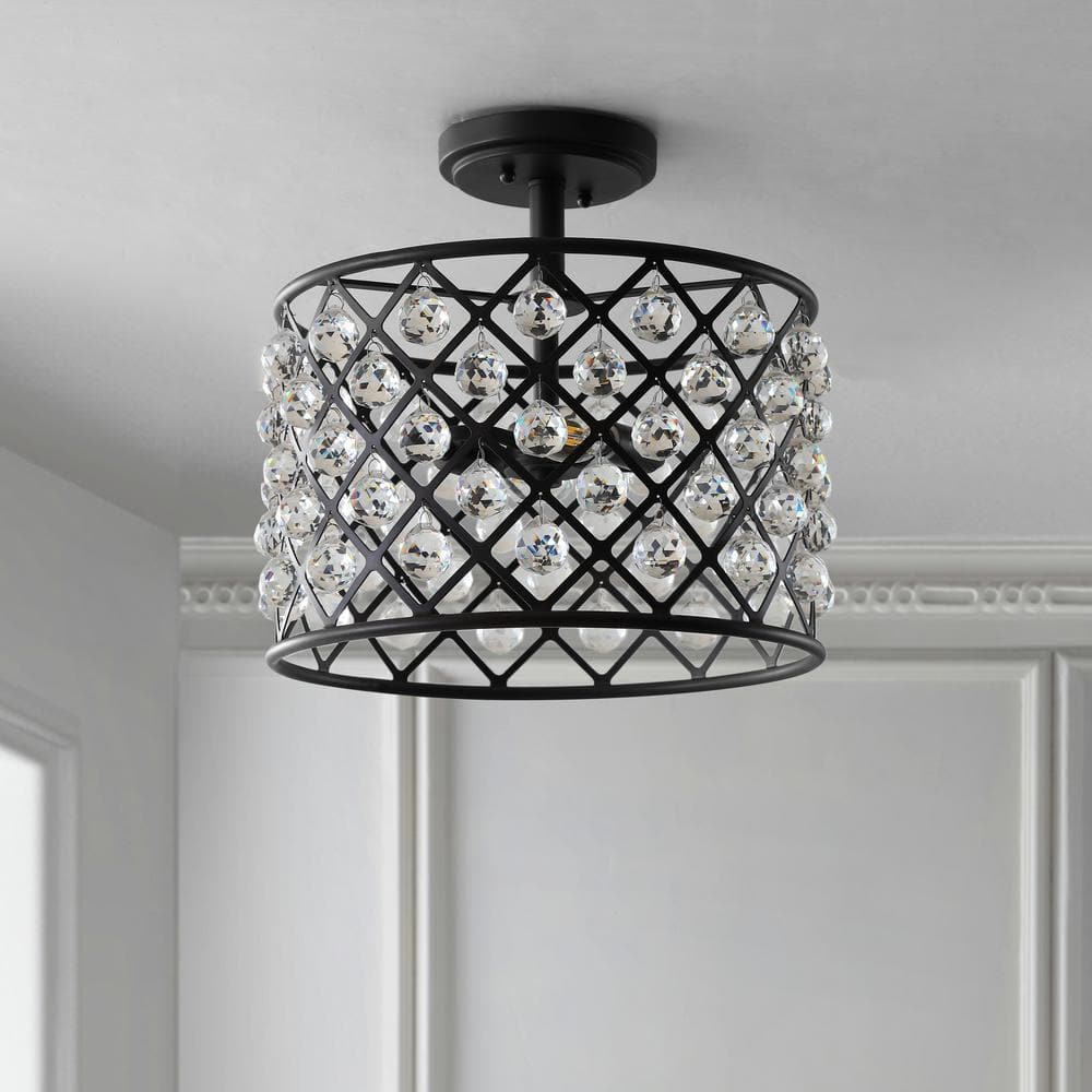 Gabrielle 14.5" Oil Rubbed Bronze Crystal LED Semi-Flush Pendant
