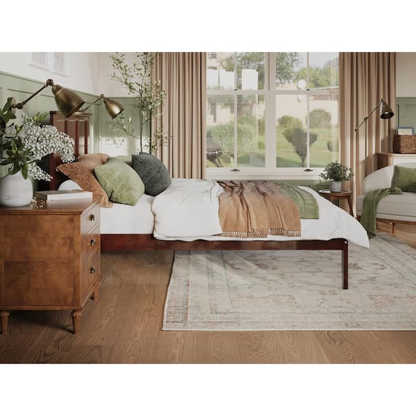 Madison Walnut Queen Platform Bed with Open Foot Board