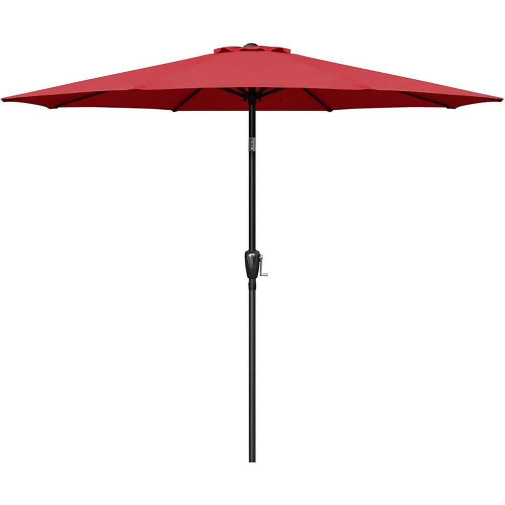 Tidoin 9 ft. Steel Market Tilt Patio Umbrella in Red for Garden, Deck ...