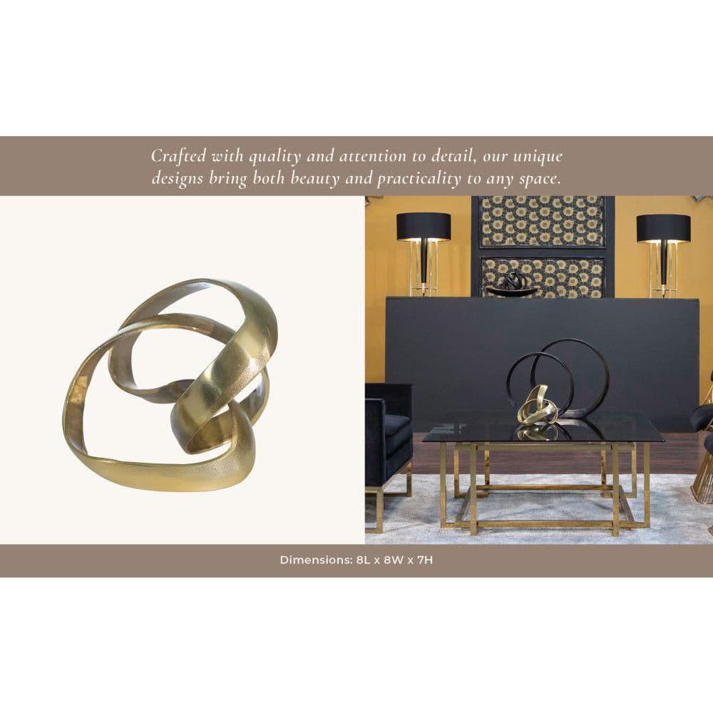 Gold Aluminum Abstract Knot Sculpture, 7"