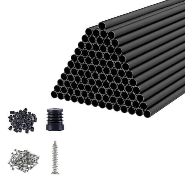 26 in.H x 0.75 in. W Black Aluminum Stair Railing Kit with Anti-UV Connectors and Screws for Indoor Outdoor Use 100 Pack