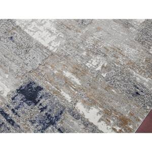 Sylvia Hannah Gray/Blue 2 ft. x 3 ft. Modern Abstract Polyester Blend Area Rug