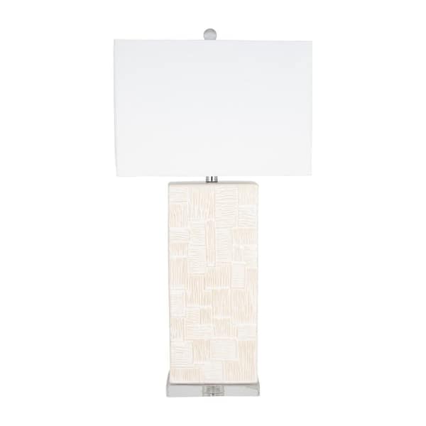 Liv & Skye 31 in. White Ceramic Textured Table Lamp