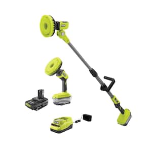 ONE+ 18V Cordless Telescoping and Compact Power Scrubber Kit with 2.0 Ah Battery and Charger