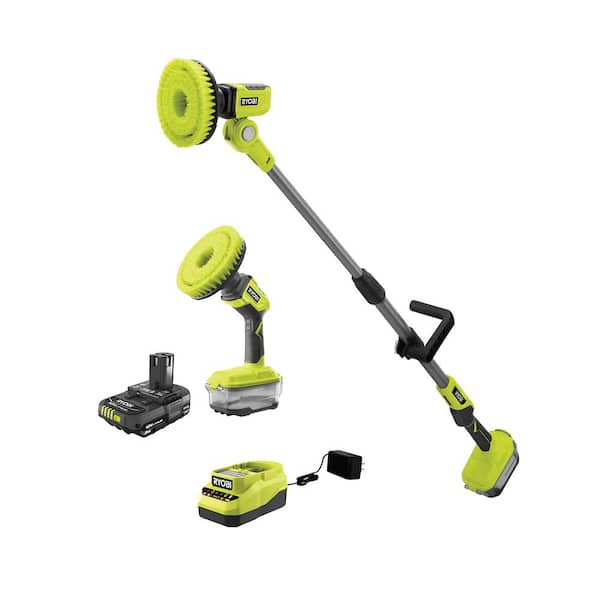 RYOBI ONE+ 18V Cordless Telescoping and Compact Power Scrubber Kit with 2.0  Ah Battery and Charger P4500K-P4510 - The Home Depot