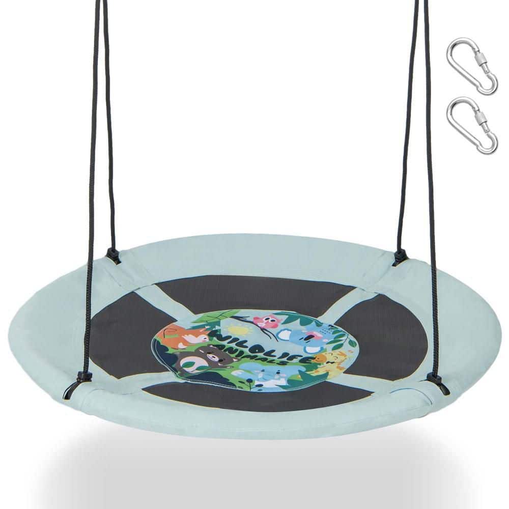 Costway Light Green 40 in. Flying Saucer Tree Swing Indoor Outdoor Play Set Swing for Kids