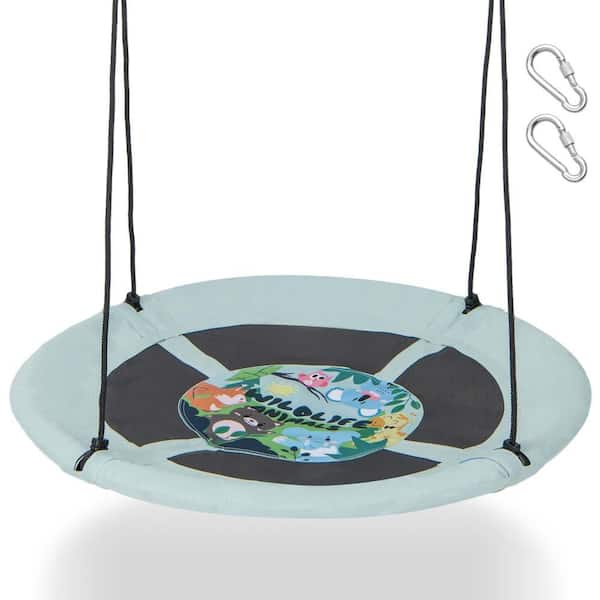 Light Green 40 in. Flying Saucer Tree Swing Indoor Outdoor Play Set Swing for Kids