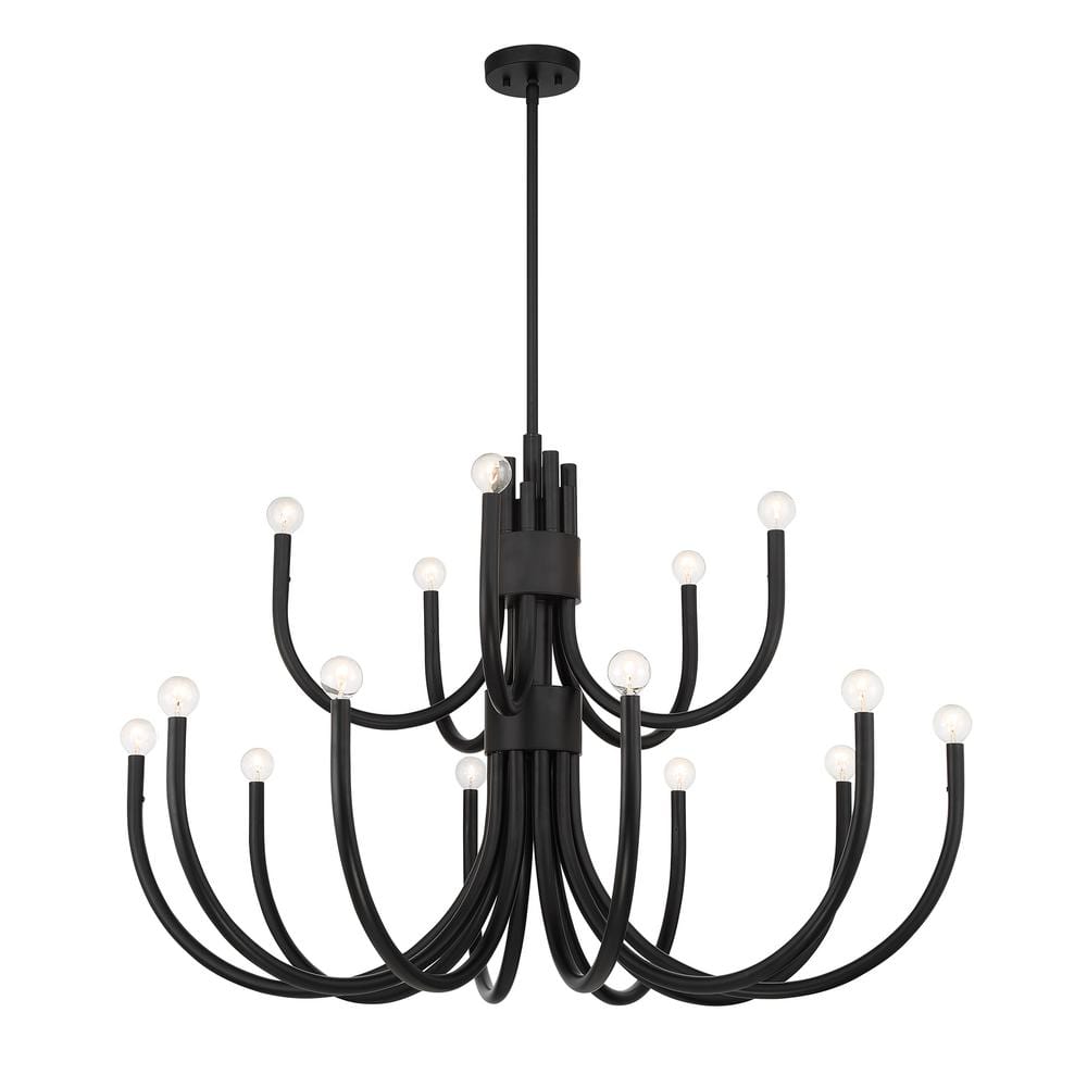 Sorrento Matte Black 15-Light Metal Chandelier