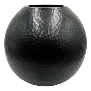 13'' Decorative Textured Round Black Round Vase