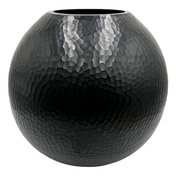 castellousa 13" Decorative Textured Round Black Round Vase
