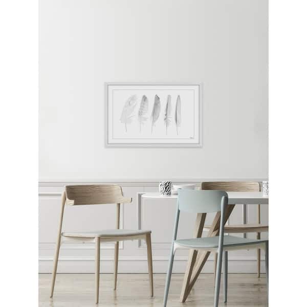 Unbranded 16 in. H x 24 in. W "Five White Feathers II" by Marmont Hill Framed Printed Wall Art