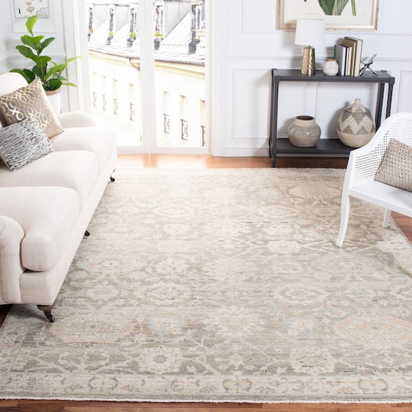 Oushak 10 ft. x 14 ft. Gray/Ivory Oriental Area Rug