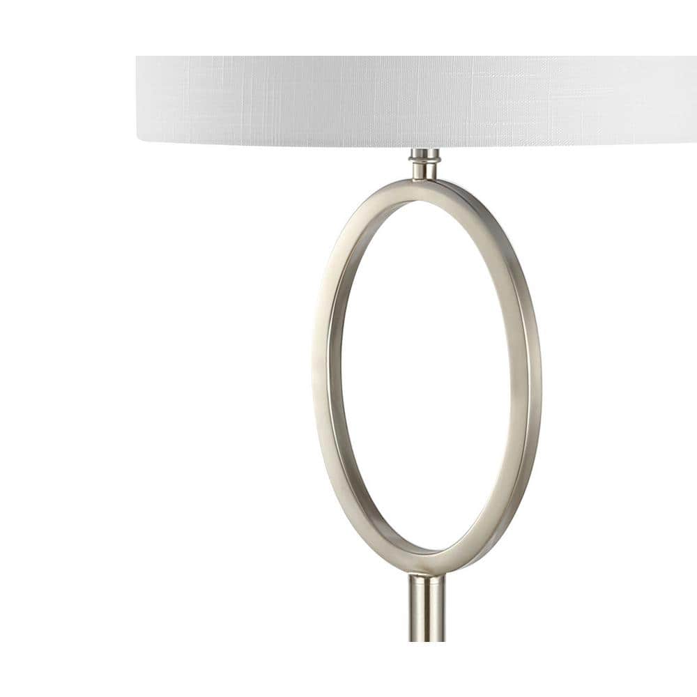 April Elegance 61" Nickel Metal LED Floor Lamp with White Linen Shade