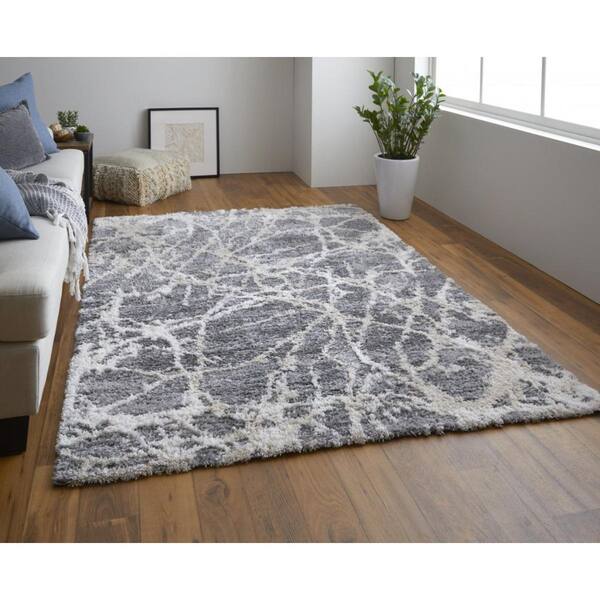 2 ft. x 8 ft. Gray, Ivory Abstract Area Rug