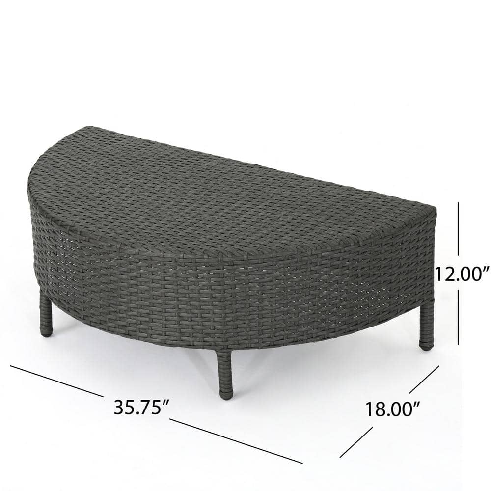 Gray Iron 8-Seater Round Wicker Sectional Sofa with Teal Cushions