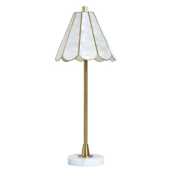 Verity 26 in. Polished Brass Table Lamp with Brass Acrylic Shade