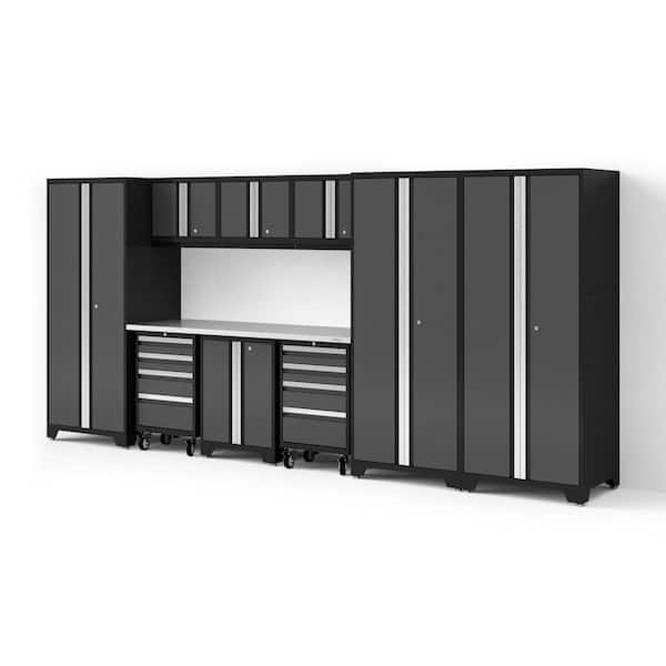 Bold Series XL 162 in. W x 76.75 in. H x 24 in. D 24-Gauge Steel Garage Cabinet Set in Charcoal Gray (10-Piece)