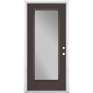 36 in. x 80 in. Full Lite Left Hand Inswing Painted Smooth Fiberglass Prehung Front Door with Brickmold, Vinyl Frame