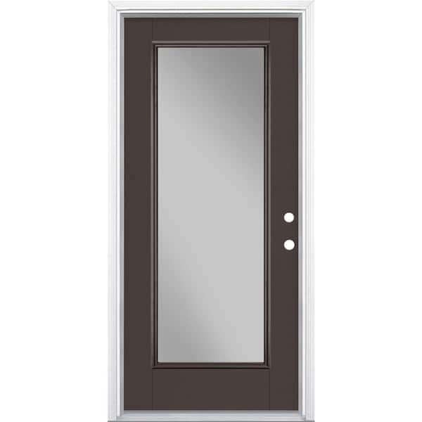 Masonite 36 in. x 80 in. Full Lite Left Hand Inswing Painted Smooth Fiberglass Prehung Front Door with Brickmold, Vinyl Frame