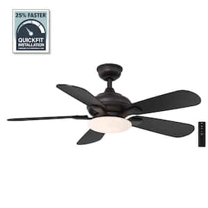 Benson 44 in. Integrated LED Indoor Matte Black Ceiliing Fan with Light and Remote Control