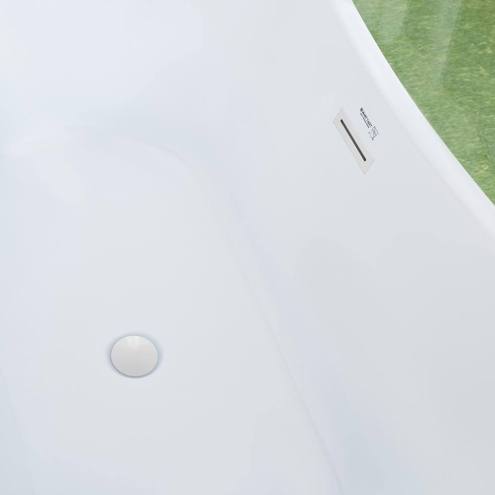 67" Pure White Acrylic Freestanding Soaking Bathtub