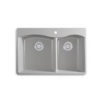 Kennon Neoroc Matte Grey Granite Composite 33 in. 1-Hole Double Bowl Drop-In/Undermount Kitchen Sink