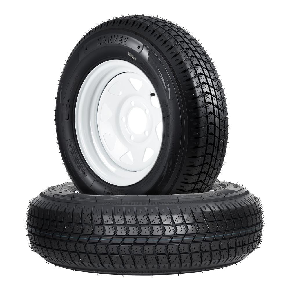 "2-Pack ST205/75D14 Trailer Tires with 14"" White Rims, 5 Lug on 4.5"" Bolt Pattern, 6PR Load Range C" price history on PriceWatchPro