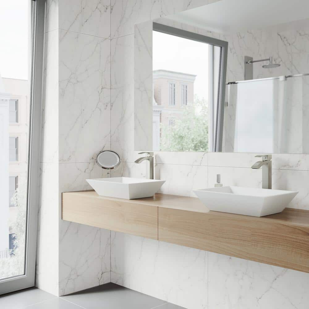 Elegant White Acrylic 18" Rectangular Vessel Bathroom Sink