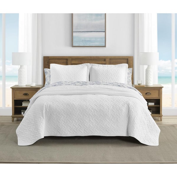 Solid 2-Piece White Cotton Twin Quilt Set