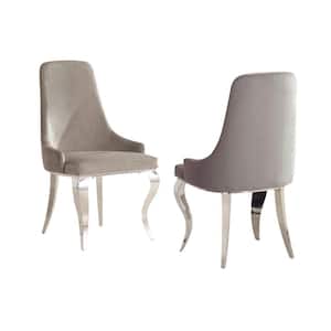 Gray Velvet Sabre Steel Legs Dining Chair (Set of 2)
