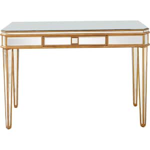 Finley 48 in. Gold Rectangle Mirrored Glass Console Table with Drawer