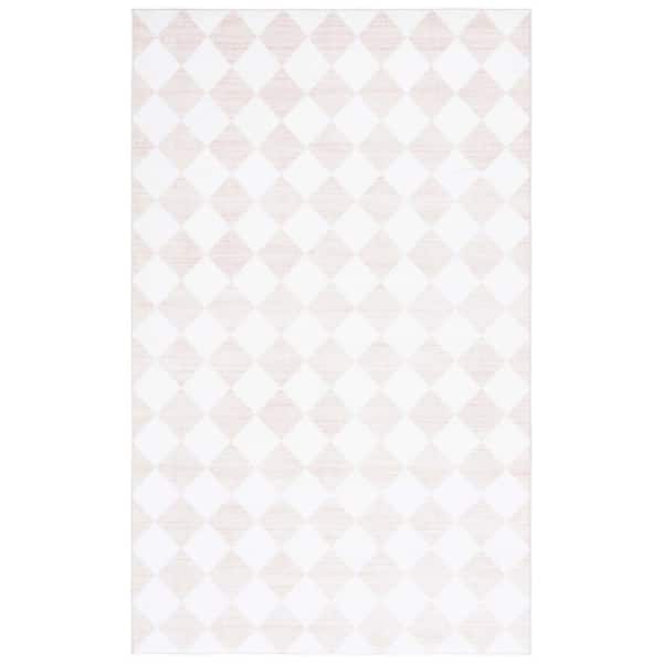 SAFAVIEH Santa Clara Ivory/Beige 5 ft. x 8 ft. Machine Washable Distressed Checkered Area Rug