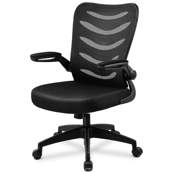 Lucklife Black Mesh Office Chair Ergonomic Desk Computer Chair with Flip Up  Arms HD-CH106-BLACK - The Home Depot