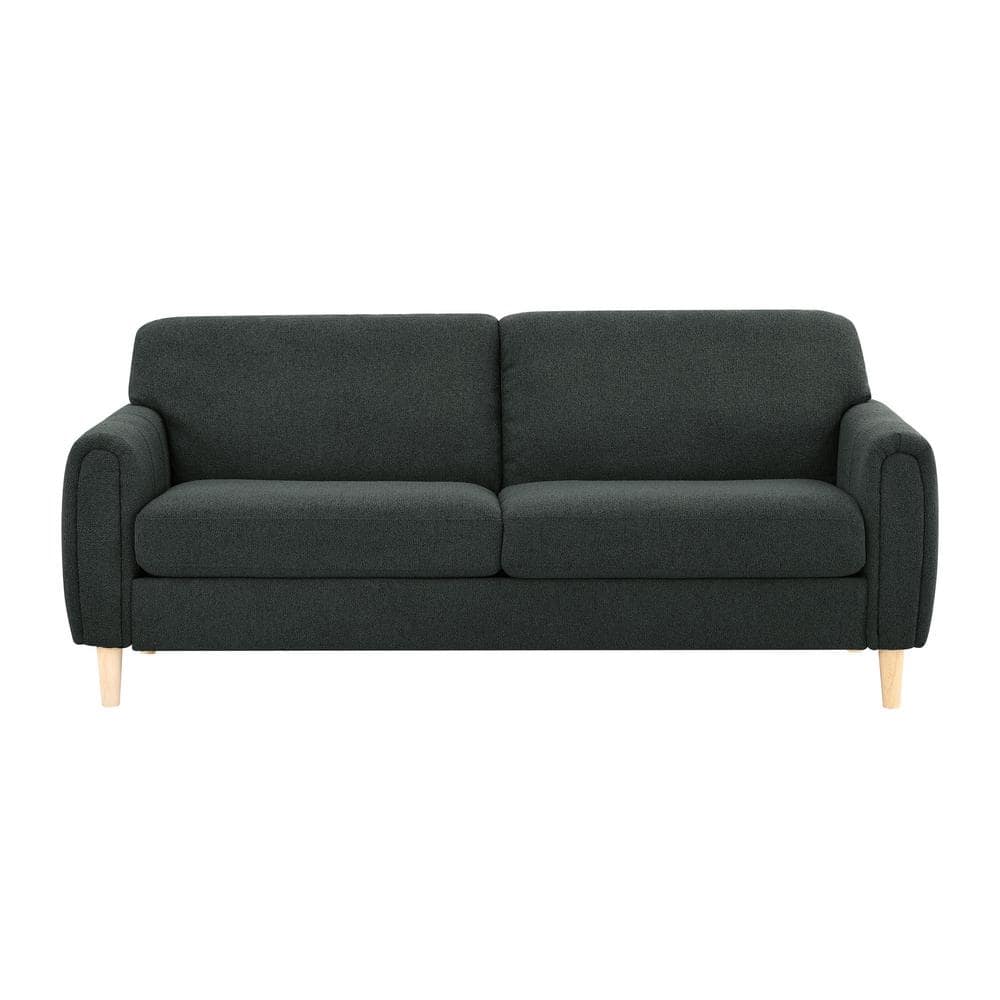 Charcoal Gray Tufted Faux Leather Lawson Sofa with Wood Legs