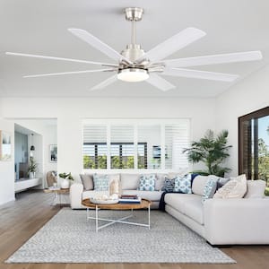66 in. Indoor/Outdoor Nickel Smart Ceiling Fan with LED Light and Remote App Control