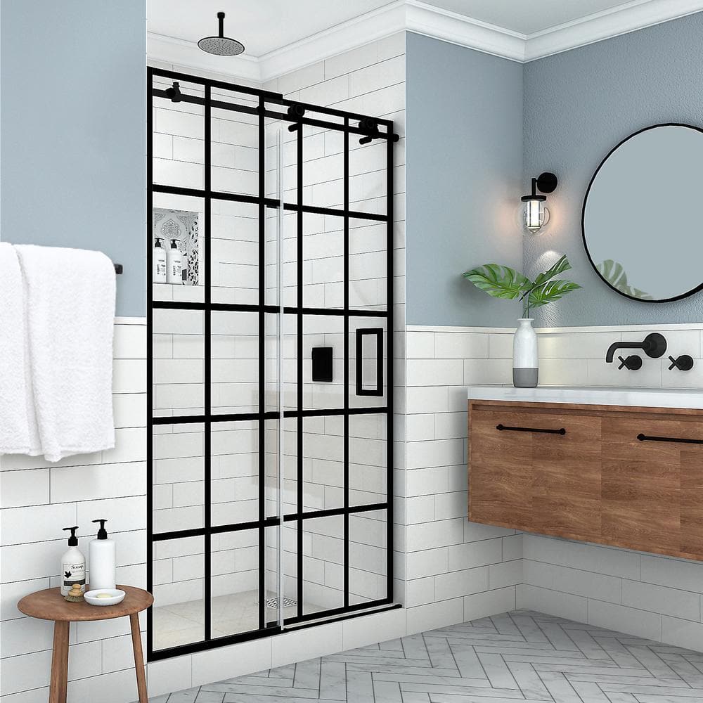 Kamaya XL 48 in. - 52 in. W x 80 in. H Right Sliding Frameless Shower Door in Matte Black with StarCast Clear Glass price history on PriceWatchPro