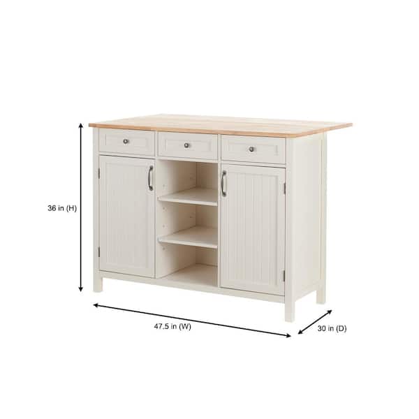 Home Decorators Collection Ivory Wooden Rolling Kitchen Cart with Butcher  Block Top and Storage (48 W) SK19304Dr1-V - The Home Depot