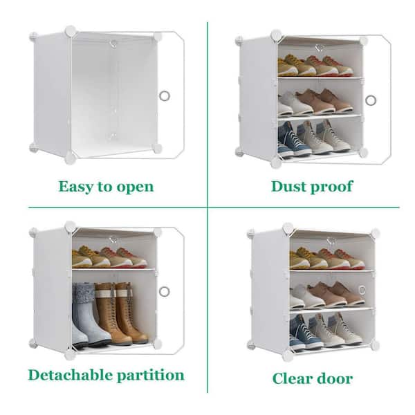 48 in. H 48-Pair White Plastic Shoe Rack shoes-206 - The Home Depot