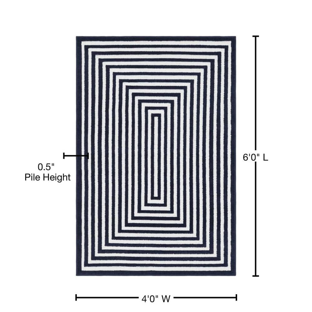 Navy Blue 4' x 6' Prescott Easy-Care Outdoor Area Rug