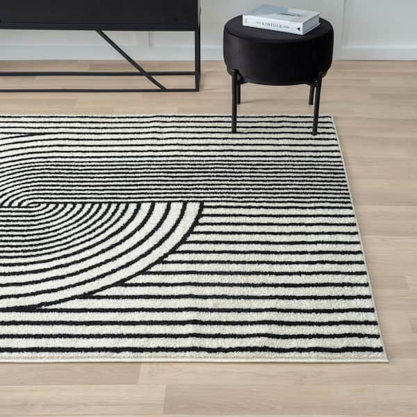 Nuevo Cream 6 ft. x 9 ft. Mid-Century Polyproplyene Area Rug