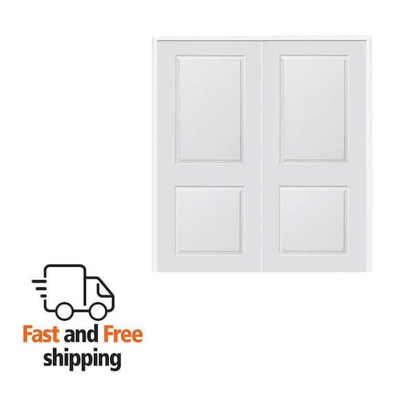 60 in. x 80 in. Smooth Carrara Both Active Solid Core Primed Molded Composite Double Prehung Interior Door