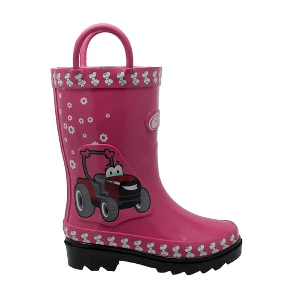 Girls Toddler Size 8 Pink Rubber 3D Fern Farmall Rain Boots