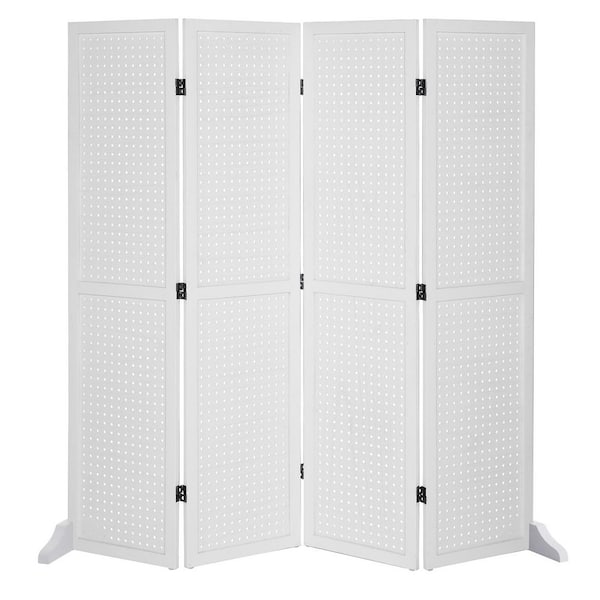 61 in. White 4-Panel Room Divider