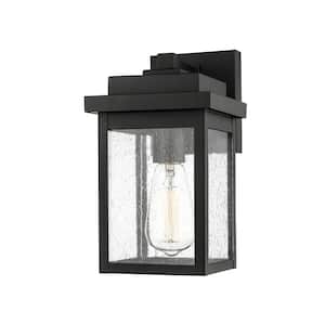 7.5 in. 1-Light Powder Coat Black Outdoor Sconce Wall Lantern