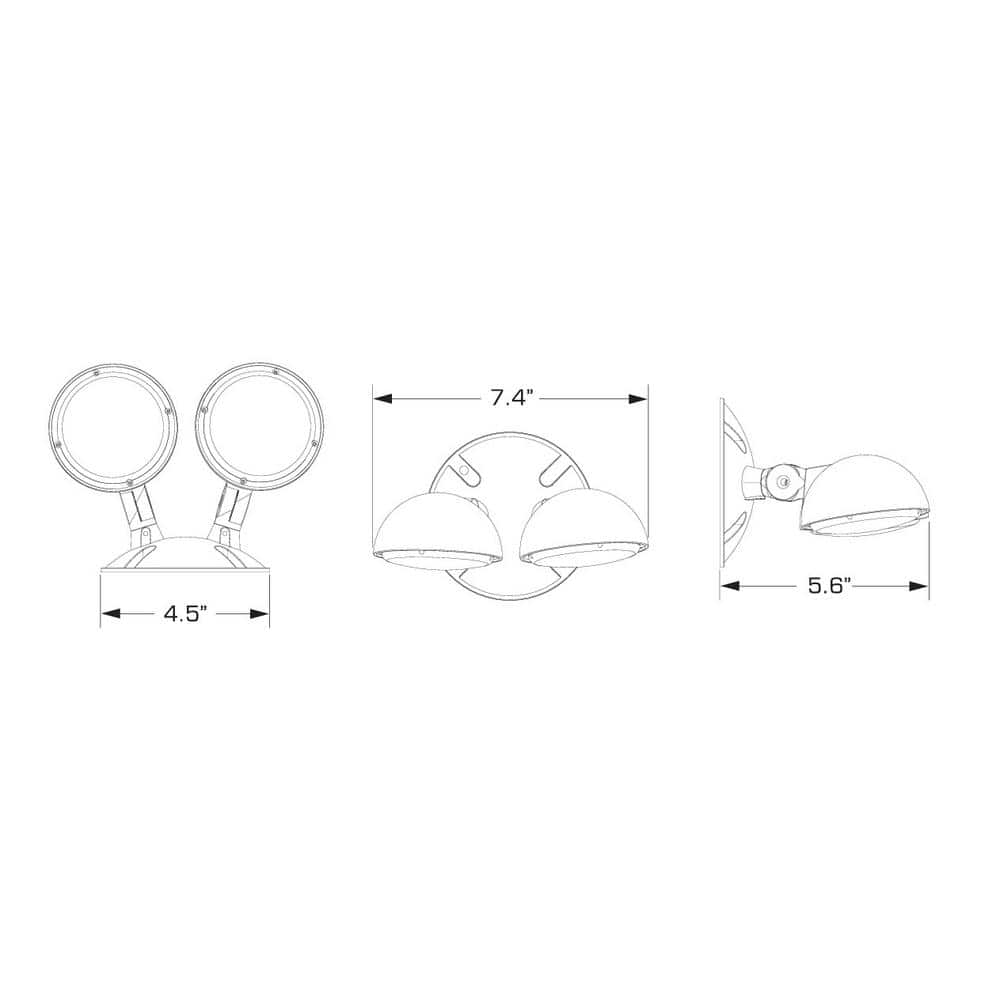 Compact White LED Emergency Light with Adjustable Heads