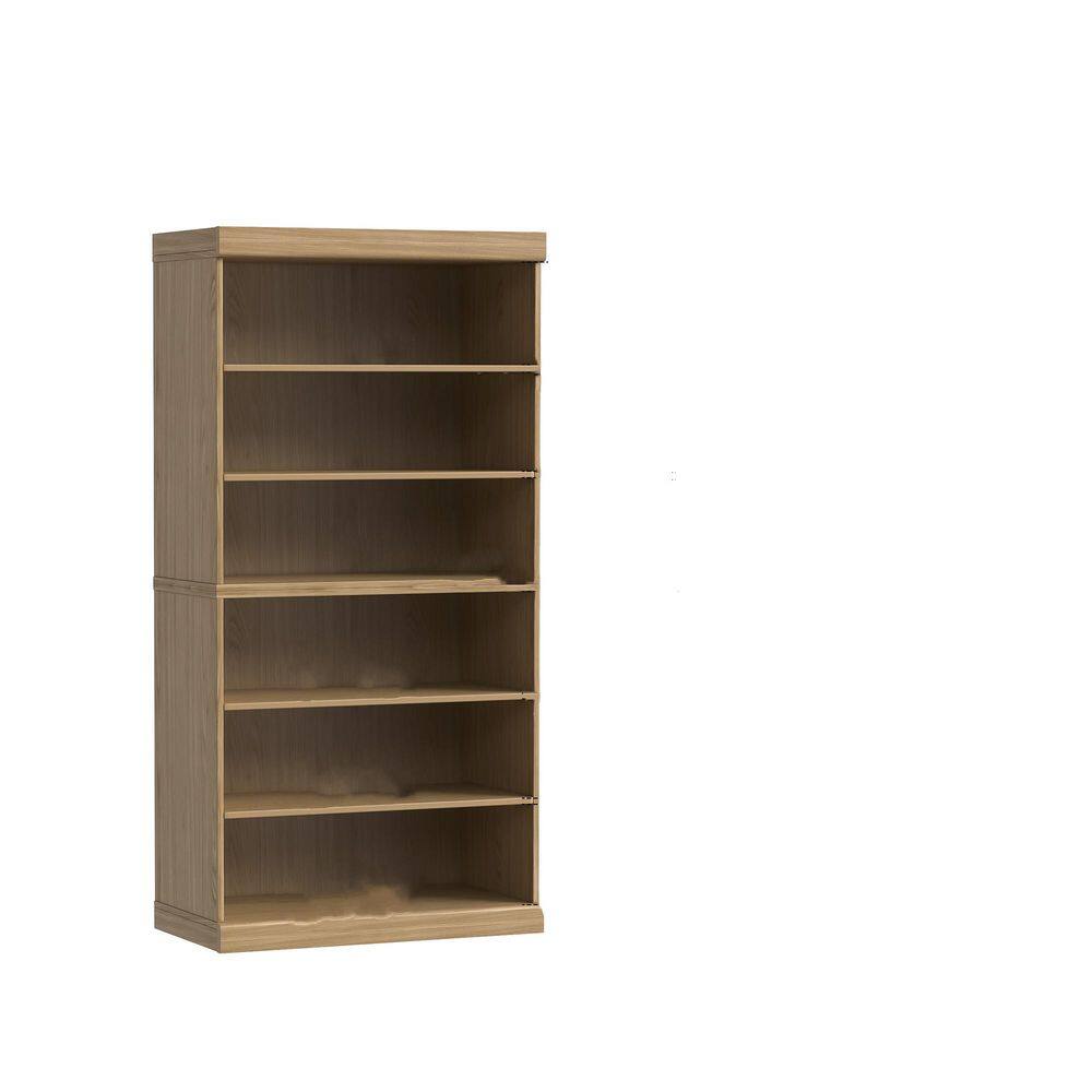72 in. Tall Natural Wood 6-shelf Standard Bookcase with Adjustable Shelves